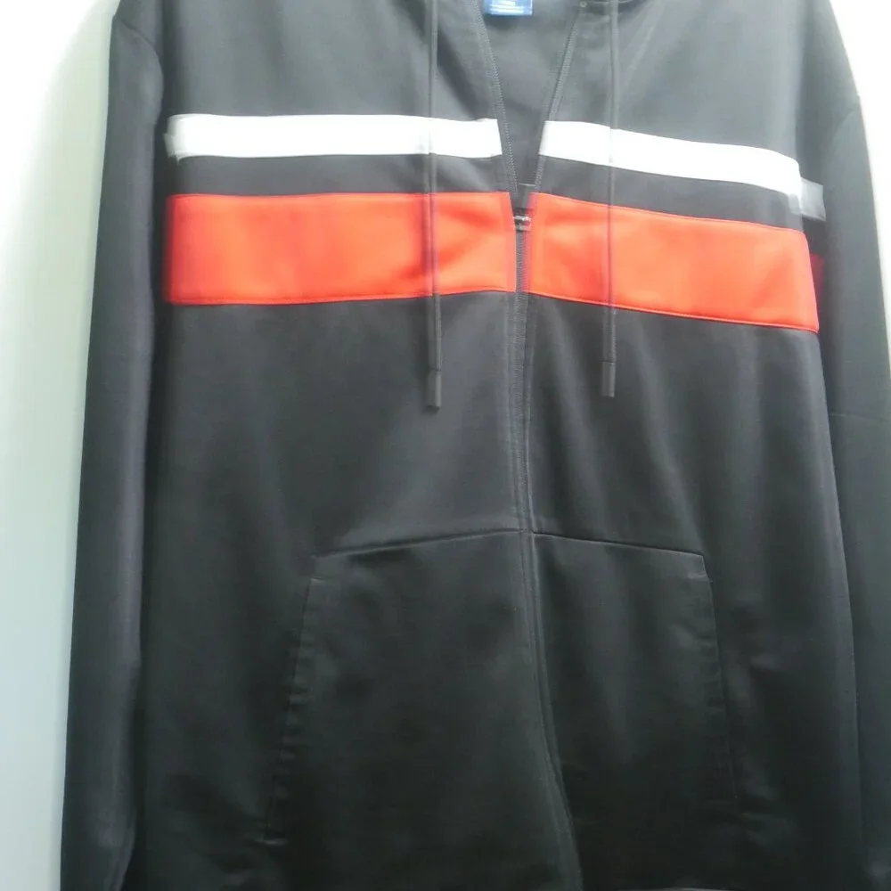 Foundry Black Tracksuit Set Red White Stripe Hoodie Joggers 2XL Young Men's - Picture 14 of 14